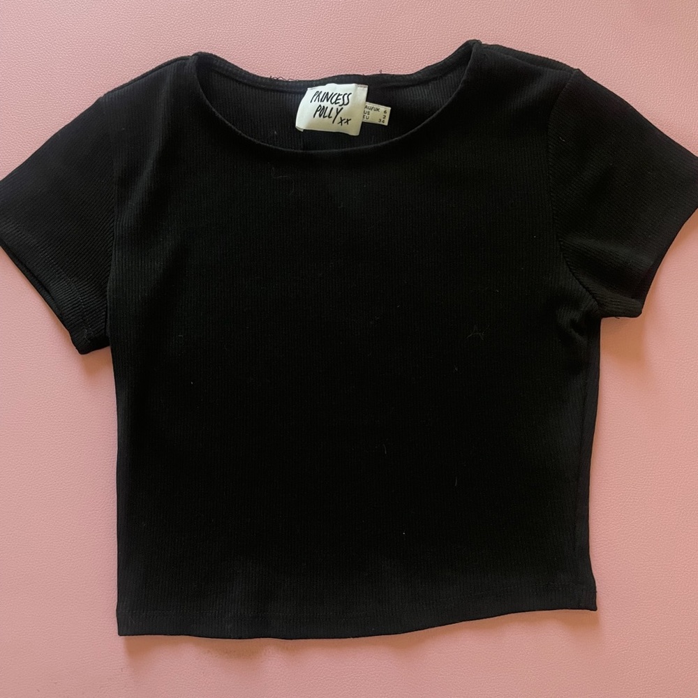 Princess Polly Cropped Black Basic Tee